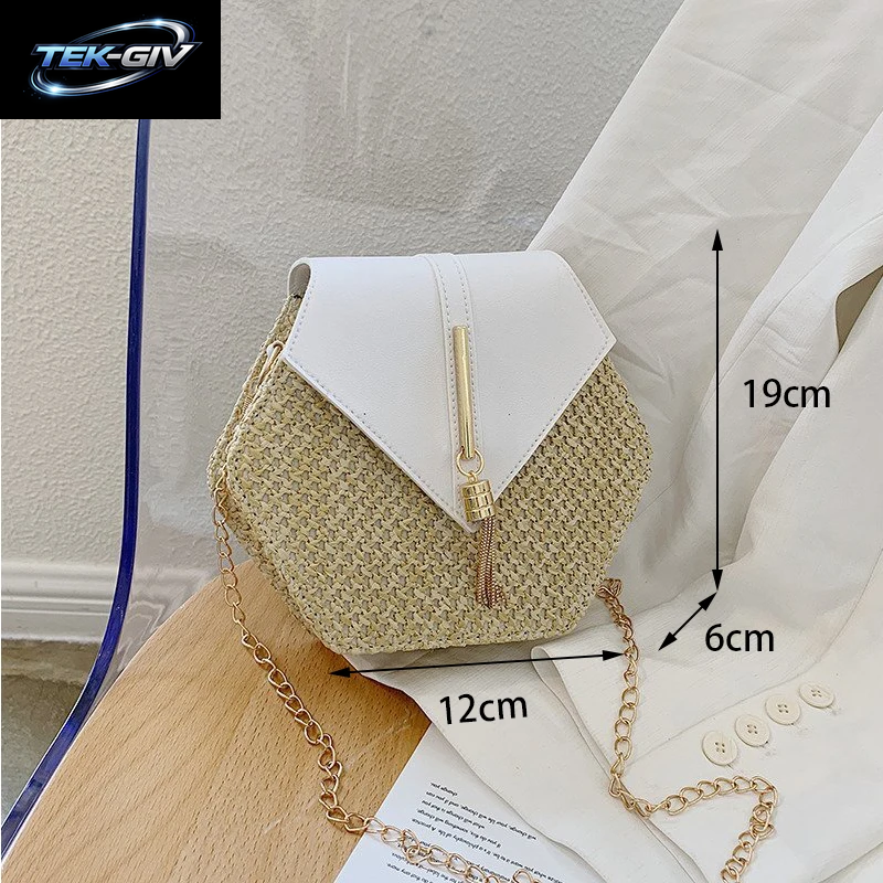 Yogodlns Sommer Stroh Tasche Für Frauen Mode Halbkreis Umhängetaschen Rattan Handgemachte Messenger Handtasche Reise Strand Taschen Tote