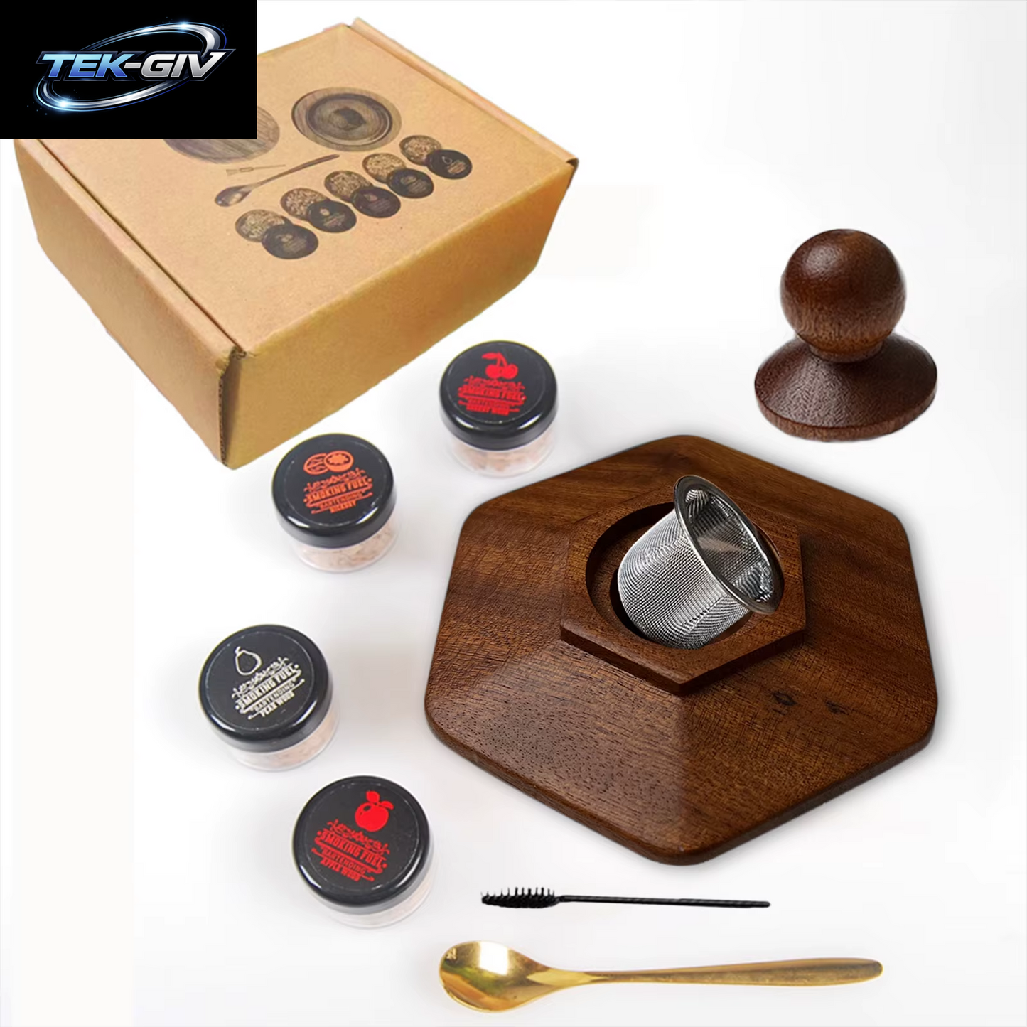 Räucher-Set Mit Glasplatte, Cocktail-Räucher-Set Mit 4 Holzspäne, Barkeeper-Zubehör Für Whisky-Getränke, Raucher-Geschenkset Für Männer