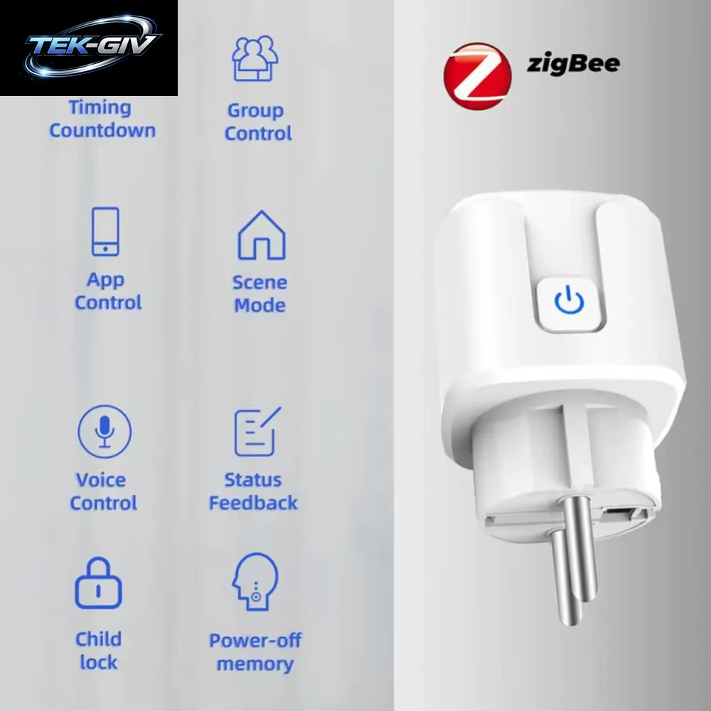 Tuya Zigbee Smart Plug 20A EU Smart Socket Mit Strom Überwachung Timing-Funktion Sprach Steuerung Über Alexa Google Home Yandex