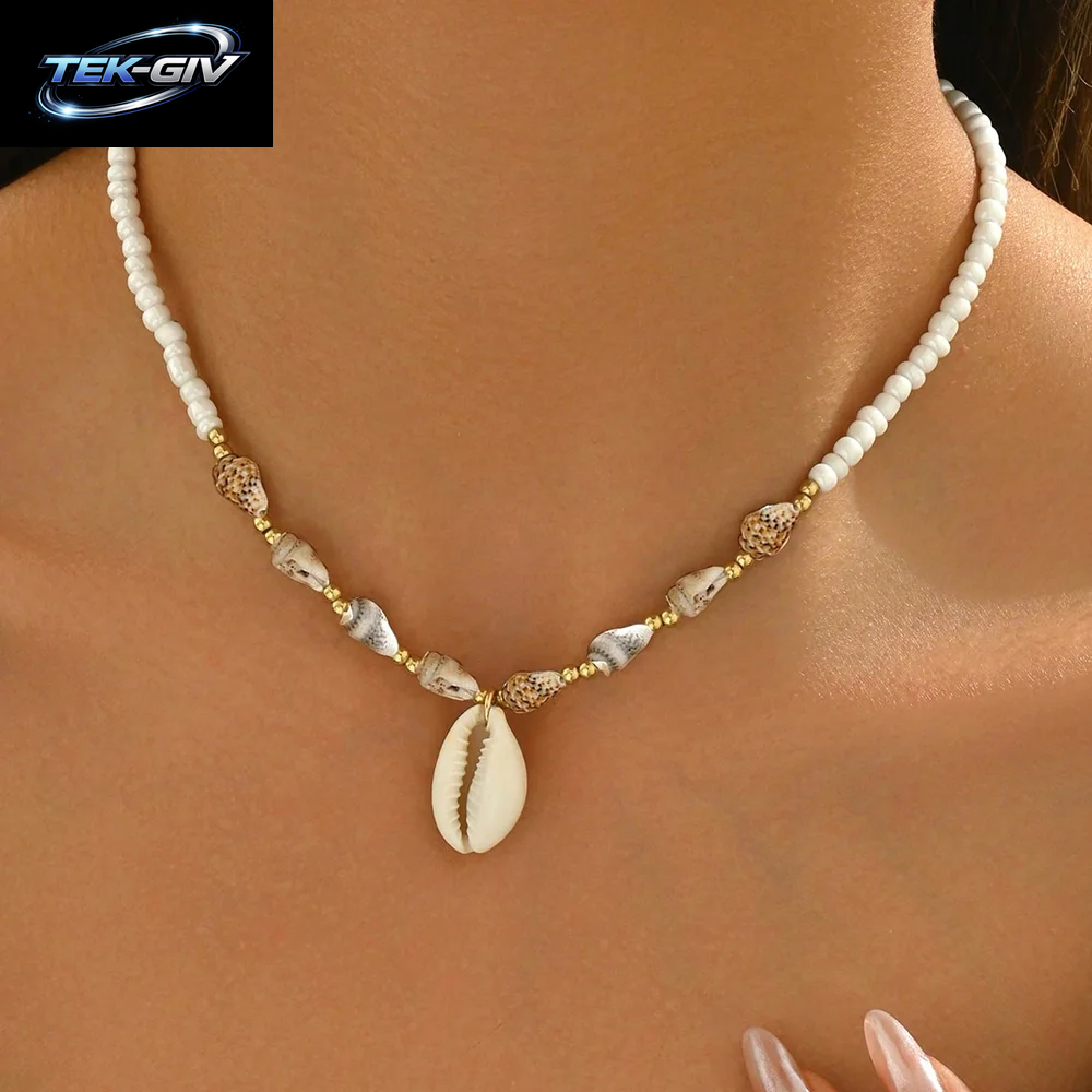 Modische Natürliche Muschel-Perlen-Halskette, Muschel-Anhänger, Vom Ozean Inspirierter Schmuck, Halsband, Geeignet Für Frauen, Urlaub, Party, Alltag