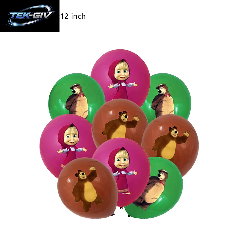 Mascha Und Der Bär Geburtstagsparty Deko-Set: Neue Ballons & Einweggeschirr Für Kinder-Events, Hintergrund & Banner