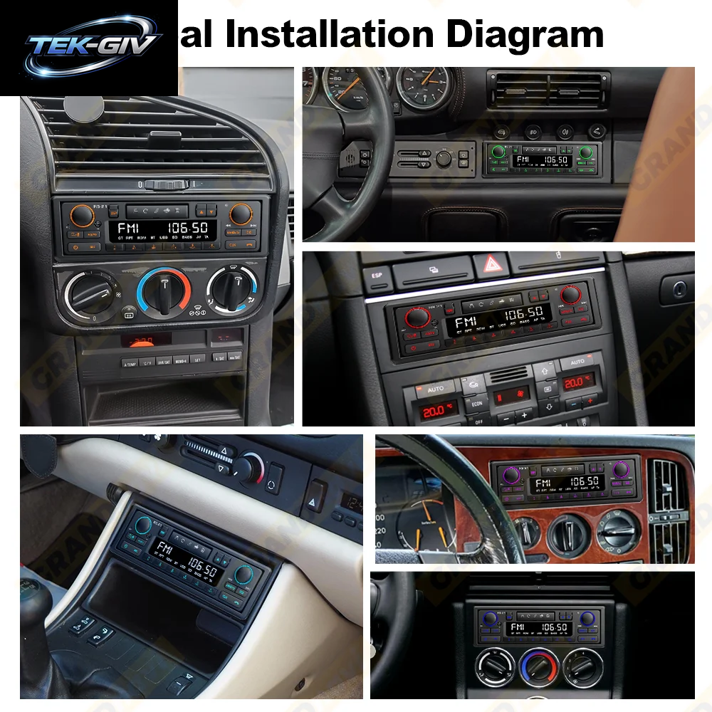 1DIN Retro Autoradio Mp3-Player Stereo Bluetooth FM AM RDS Unterstützung QC3.0 Für Porsche VW Benz BMW Land Rover Audi Alfa Romeo