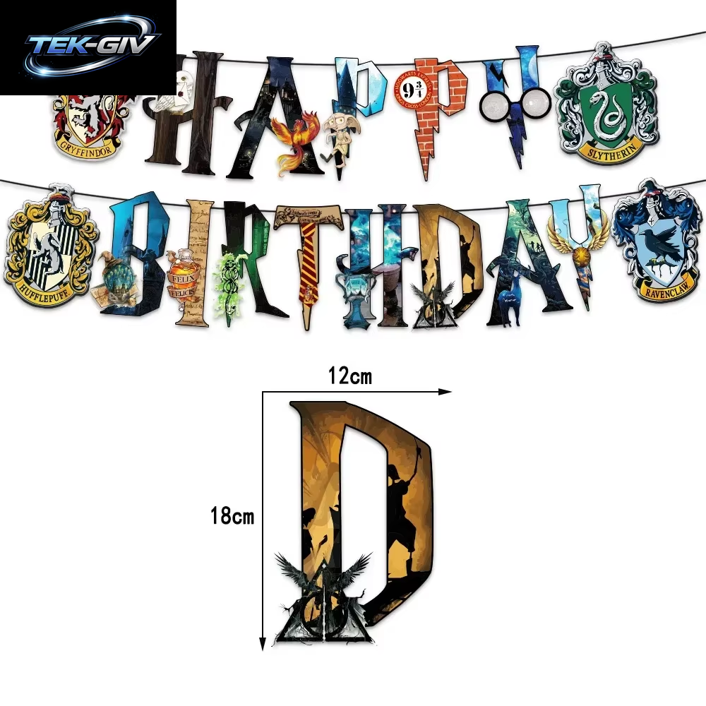 Harry Potter Ballon Hogwarts Hintergrund Eule Schule Happy Birthday Banner Party Dekoration Tortendekoration Einweg-Tischgeschirr