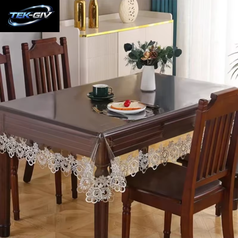 Spitze Bestickte Pvc-Tischdecke, Wasserdicht, Ölbeständig, Rechteckige Tischdecke, Transparent, Esstische, Abdeckung, Party-Dekoration