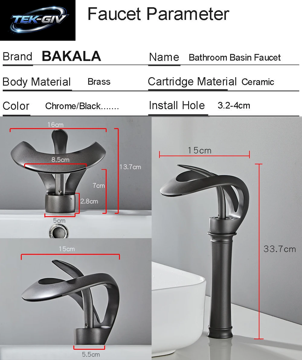 Schwarz Badezimmer Waschbecken Wasserhähne Einhand Wasserfall Wasserhahn Massivem Messing Waschbecken Mischbatterien Kreative Ausgehöhlte Design Wasserhahn