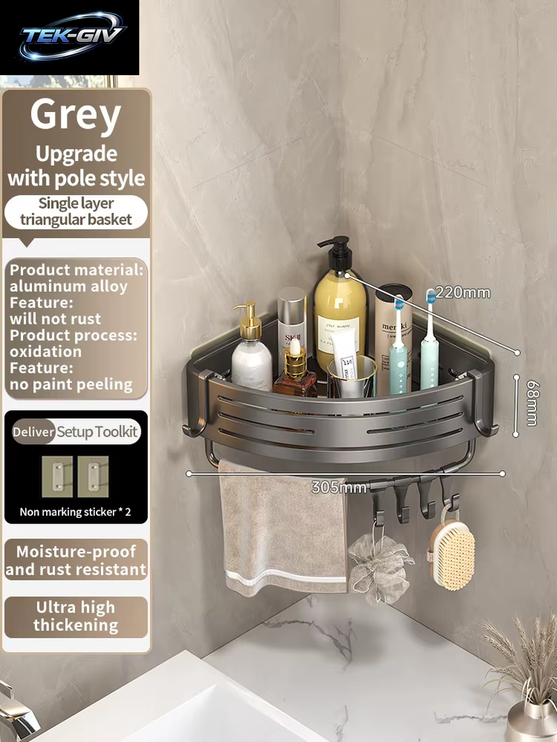 Keine Notwendigkeit, Wand Zu Bohren Für Die Installation, Badezimmerregal Aus Aluminium, Shampoo-Regal, Aufbewahrungshalter, Küchen-Organizer, Wandregal