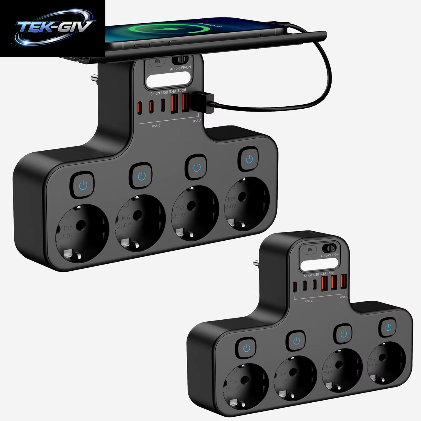 4000 W Eu-Stecker Steckdosenleiste Multifunktionssteckdose Intelligentes Nachtlicht Unabhängiger Schalter Europäische Standardsteckdose Mit Usb-C-Anschlüssen