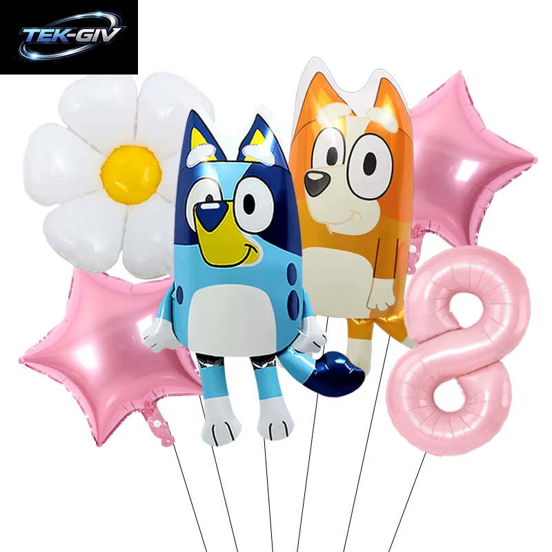 Anime Bluey Bingo Themen-Folienballons Set Latexballons Kindergeburtstag Party Dekoration Babyparty Zahlenballon Globos