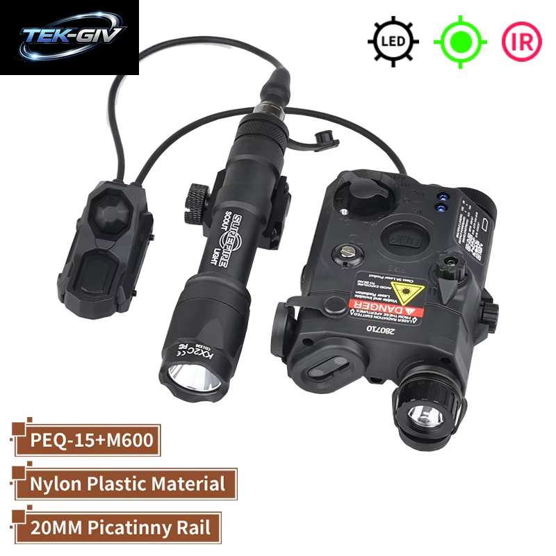 WADSN Taktische PEQ 15 Rot/Grün/Blau Laser & SF M300A/M600C Taschenlampe & AXON Remote Sitch Set IR Fülllicht Für Airsoft Jagd