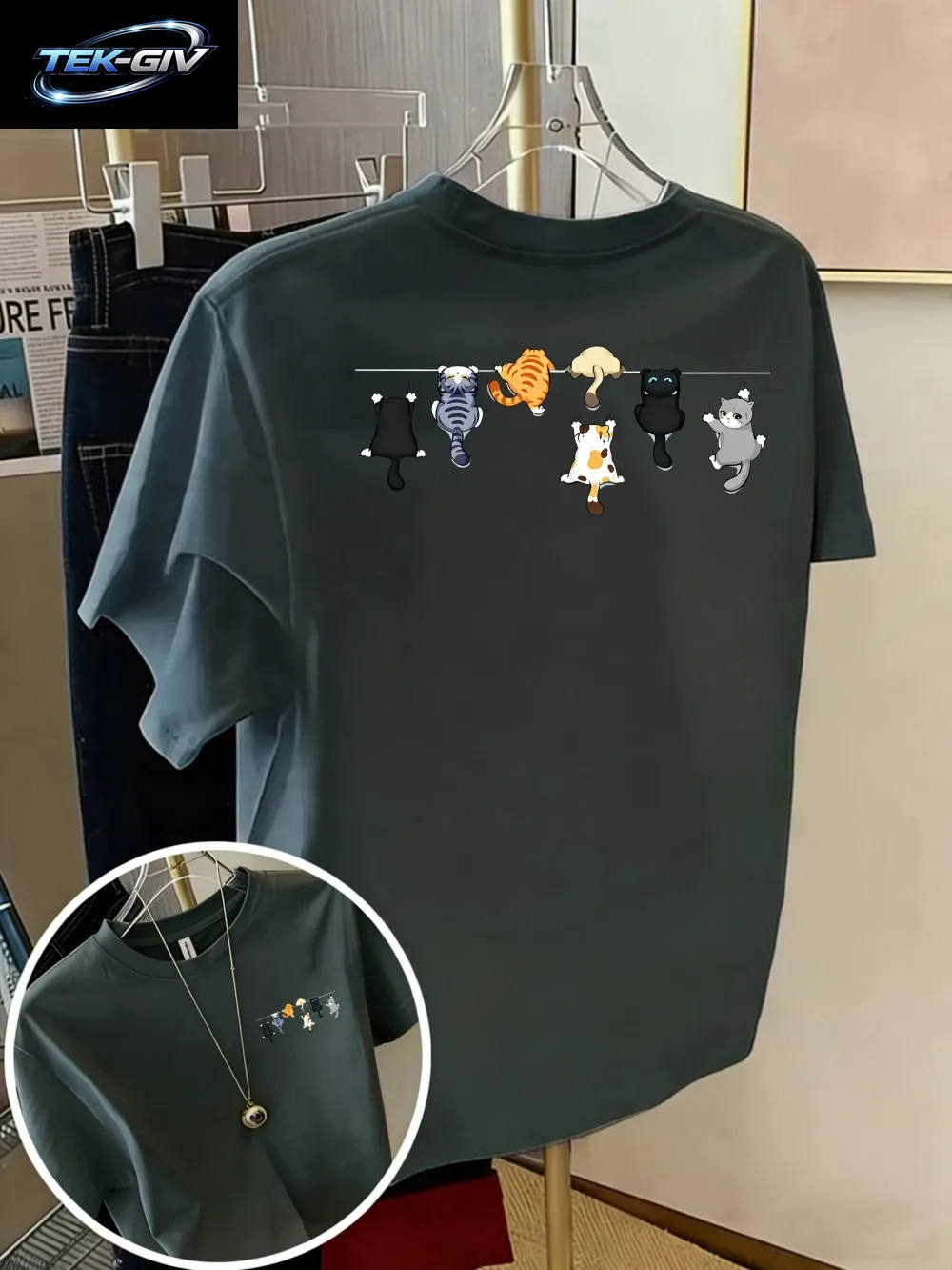 Cartoons Cats Prints T-Shirts Sommer Damen Baumwoll-T-Shirts Basic O-Ausschnitt Oversize Kurzarm-Tops Casual Street Woman Kleidung