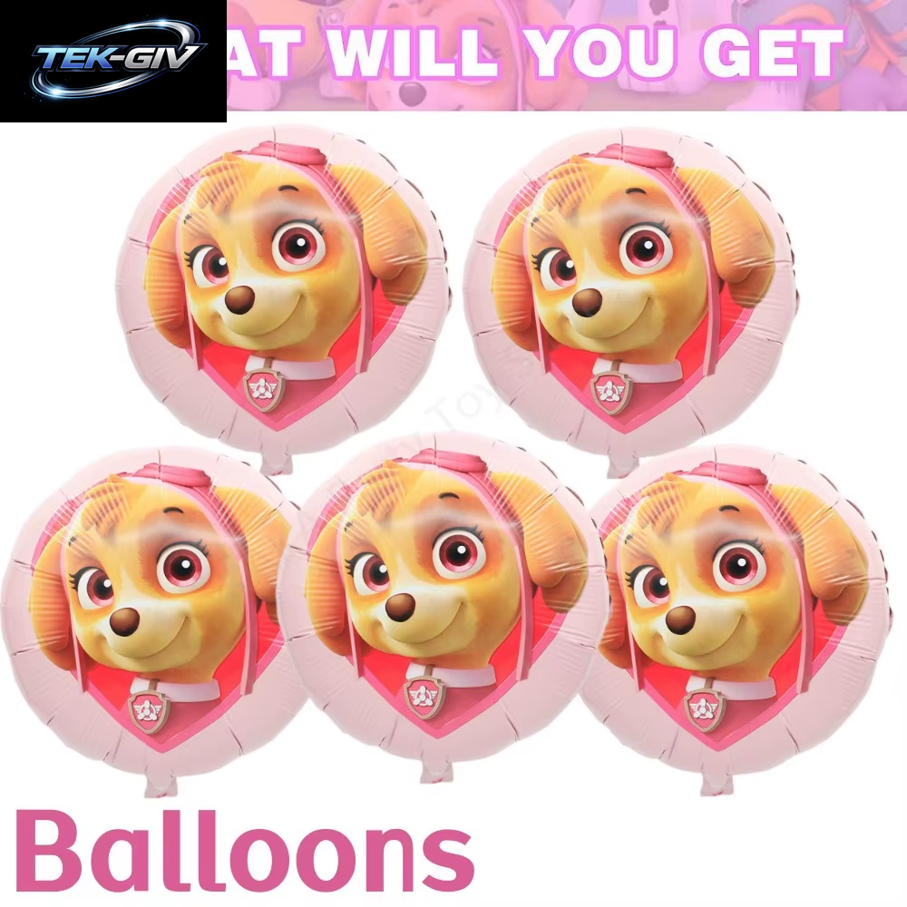 Rosa Paw Patrol Skye Geburtstag Party Dekorationen Skye Folie Latex Ballons Geschirr Teller Hintergrund Für Kinder Mädchen Party Supplies