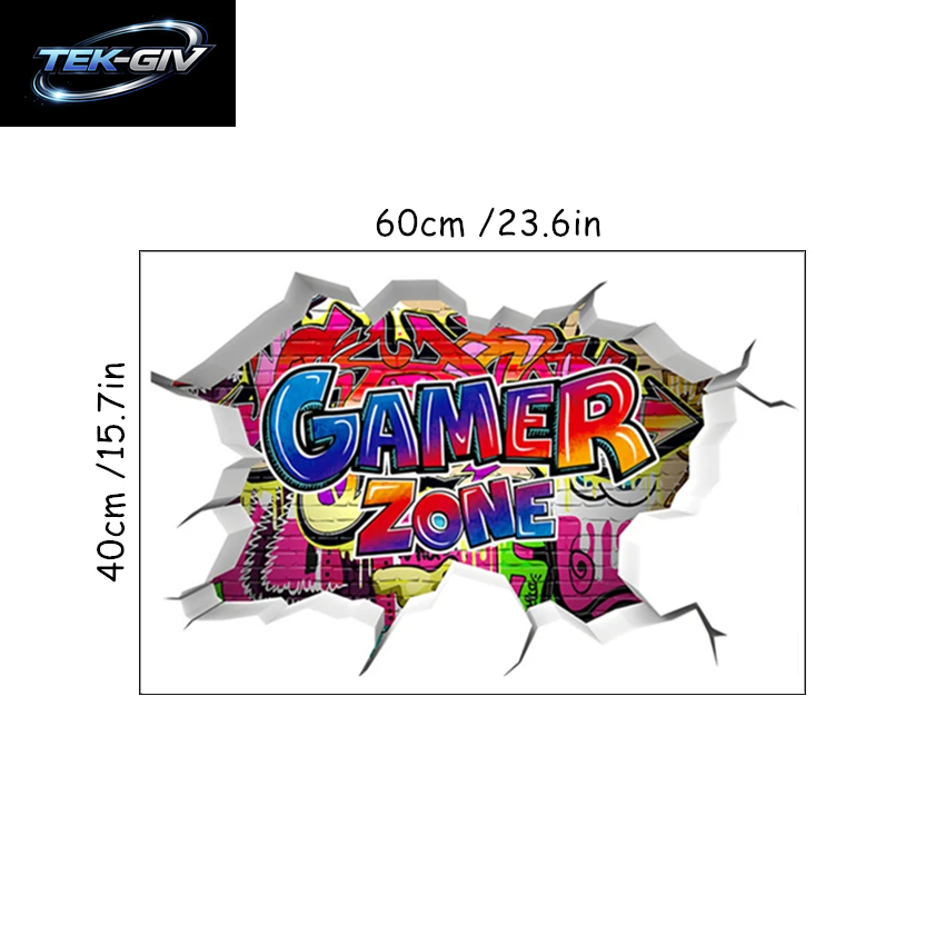3D Broken Wall Hole Art Gamer Gamepad Vinyl Wandaufkleber Für Zuhause Kinderzimmer Junge Schlafzimmer Play Zone Dekoration Videospiel Poster