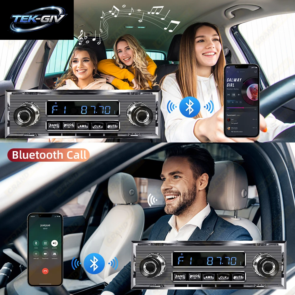 Grandnavi 1 Din Autoradio Mp3-Player Oldtimer Retro Audio Stereo Unterstützung FM AUX EQ Usb-Eingang In-Dash Bluetooth Für Benz