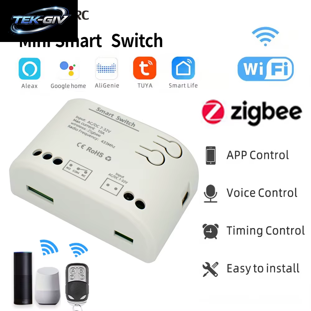 1CH Zigbee Tuya Smart Home Relais Modul 85-250V 220V Relais AC DC 12V 24V 7-32V Funktioniert Alexa Google Assistent Smart Licht Schalter