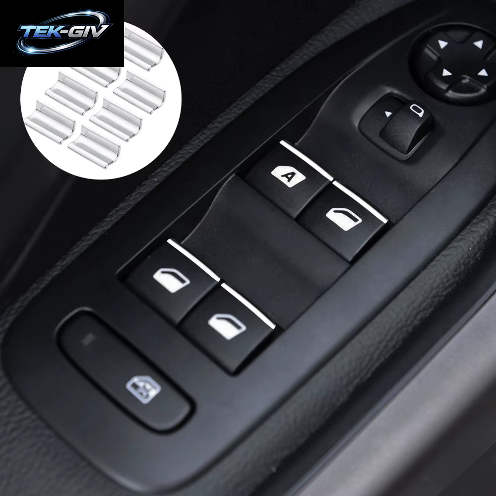 7 Teile/Satz Chrom Tür Fenster Lift-Taste Schalter Pailletten Trim Für Peugeot 2008 208 3008 408 508 301 308 Für Citroen C4L C-QUATRE C5