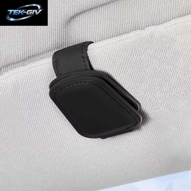 Schwarz PU Leder Auto Sonnenbrille Clip Sonnenblende Karte Kreative Multifunktionale Magnetische Saug Stabile Praktische Lagerung Clips