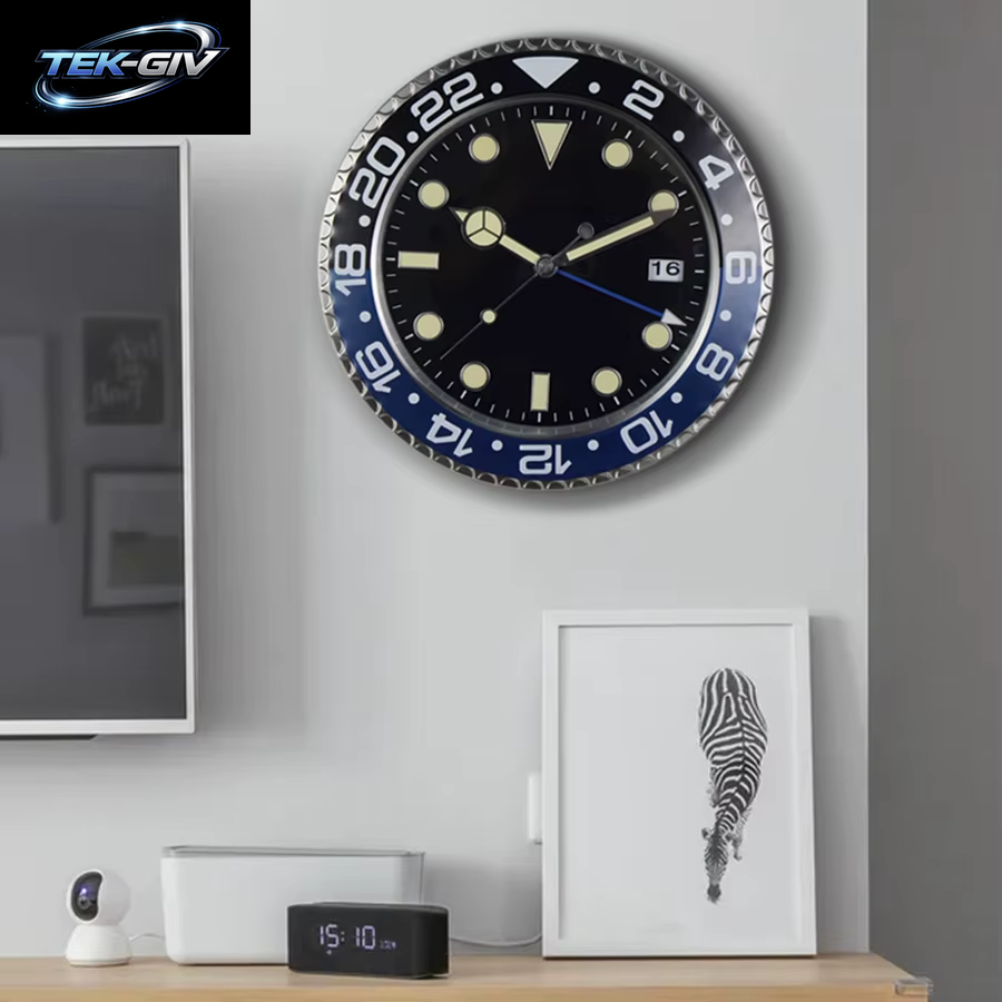 34 Cm Luxus Kreative Wanduhr Moderne Metall Design Kunst Wanduhr Hause Große Digitale Leucht Schlafzimmer Dekoration Uhr