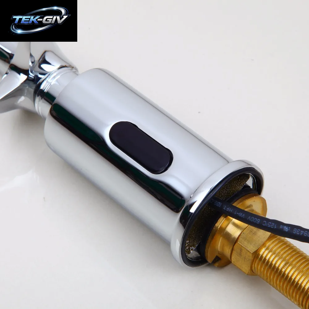 OUBONI Chrome Polnischen Waschen Becken Sinn Armaturen Automatische Sensor Hand Freies Delphin Bad Becken Waschbecken Wasserhahn Chrome Mischbatterie