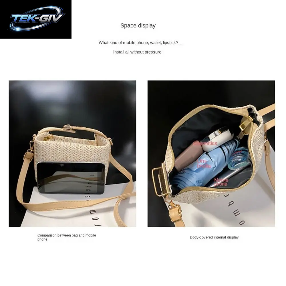 Mode Mit Hardware-Schloss Umhängetasche Trend Ige Große Kapazität Einfache Stroh Handtasche Weichen Griff Strand Tasche Frauen Mädchen