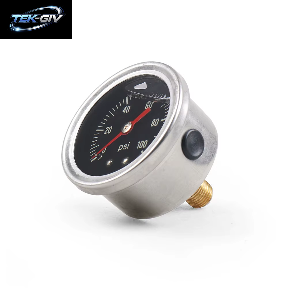 0-100 PSI Kraftstoff Presse Manometer Für Kraftstoff Druckregler Flüssigkeit Gefüllt Schwarz Gesicht Öl Gauge 1/8 "NPT