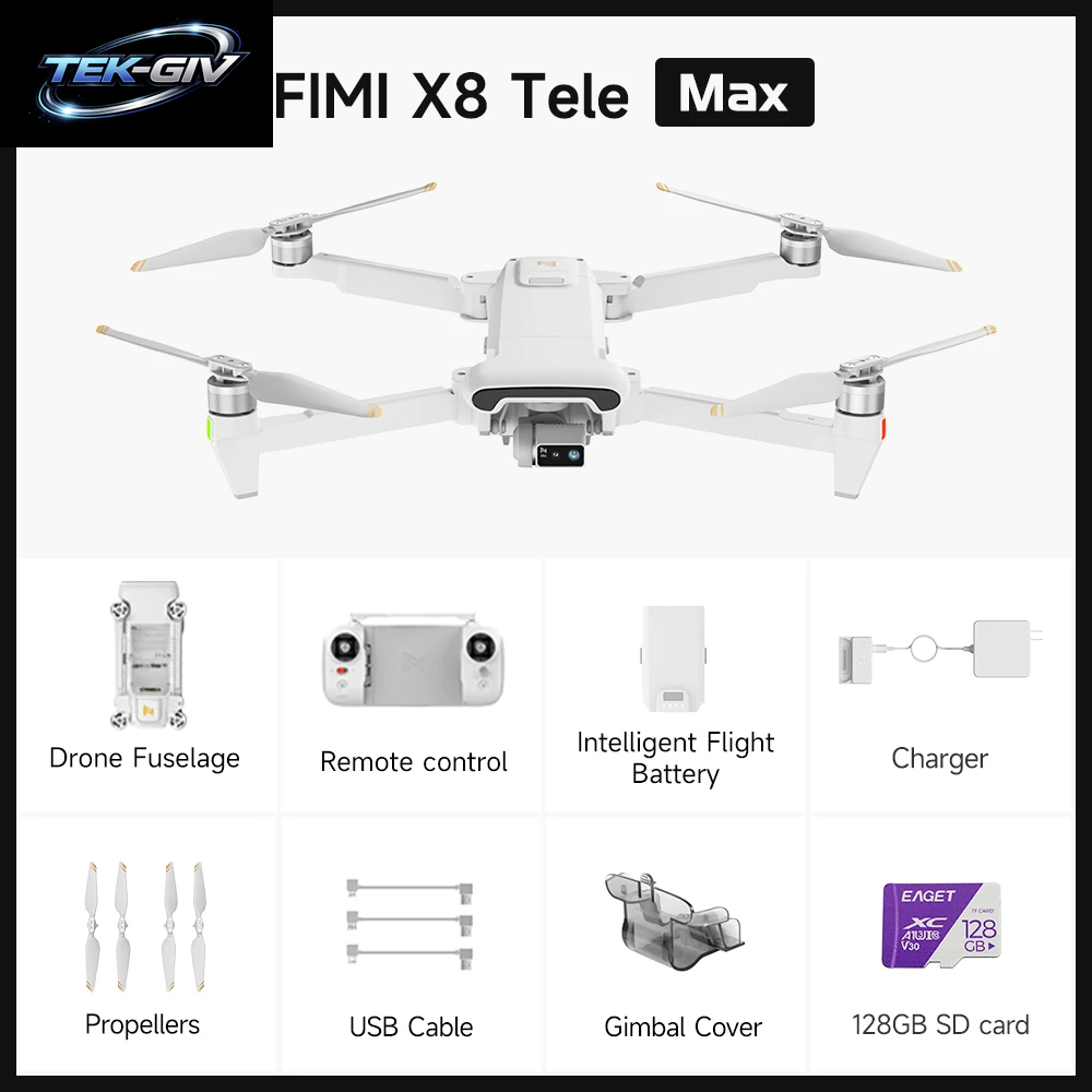 FIMI X8 Tele Max Neue Drohne Mit Weitwinkel-Telekamera, 30-Fachem Hybridzoom, 20 Km Reichweite, 4K 60Fps, 3-Achsen-Gimbal, GPS, Ki-Super-Nachtvideo