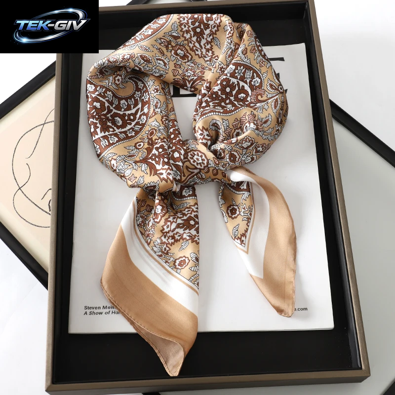 60 Farben Luxus-Schal Für Damen 70*70Cm Seidengefühl Quadratisches Haartuch Foulard Satin-Schal Großformatiges Kopftuch Hijab Taschentuch