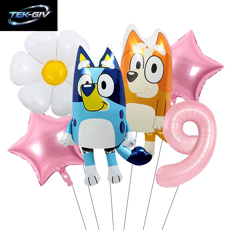 Anime Bluey Bingo Themen-Folienballons Set Latexballons Kindergeburtstag Party Dekoration Babyparty Zahlenballon Globos