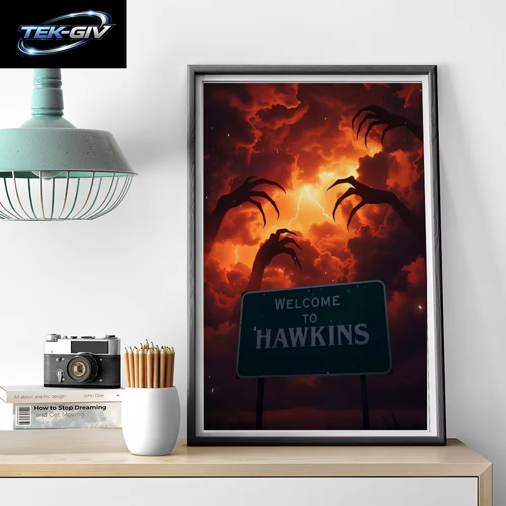 Tv-Drama Stranger T-Things Poster Selbstklebende Kunst Wasserfester Papieraufkleber Kaffeehaus Bar Zimmer Wanddekoration