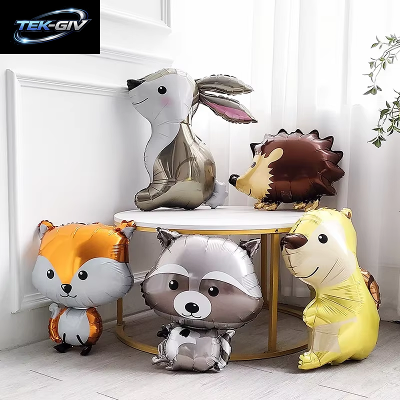 Cartoon Tier Kaninchen Hirsch Folienballon Kinder Geschenke Geburtstag Party Dschungel Tier Thema Dekoration Eichhörnchen Fuchs Bär Helium Globos