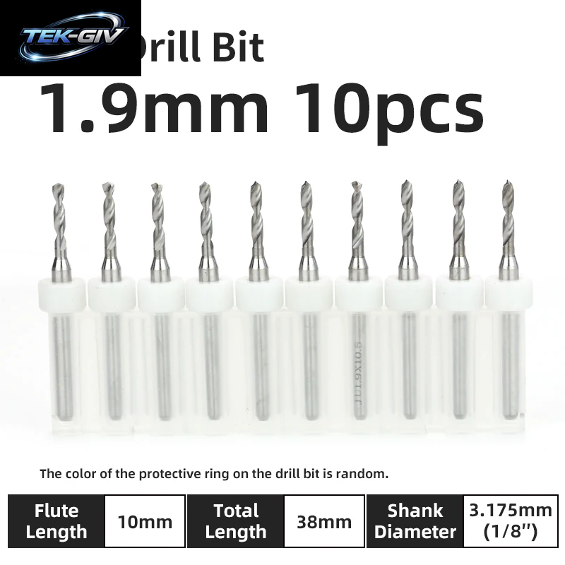 TOOLEYE 10-Teiliges Pcb-Bohrer-Set, Mikrobohrer, Leiterplatte, 1/8 Zoll Schaft, Mini-Cnc-Bohrer, 0,1–3,175 Mm Bohrwerkzeuge