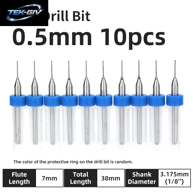 TOOLEYE 10-Teiliges Pcb-Bohrer-Set, Mikrobohrer, Leiterplatte, 1/8 Zoll Schaft, Mini-Cnc-Bohrer, 0,1–3,175 Mm Bohrwerkzeuge