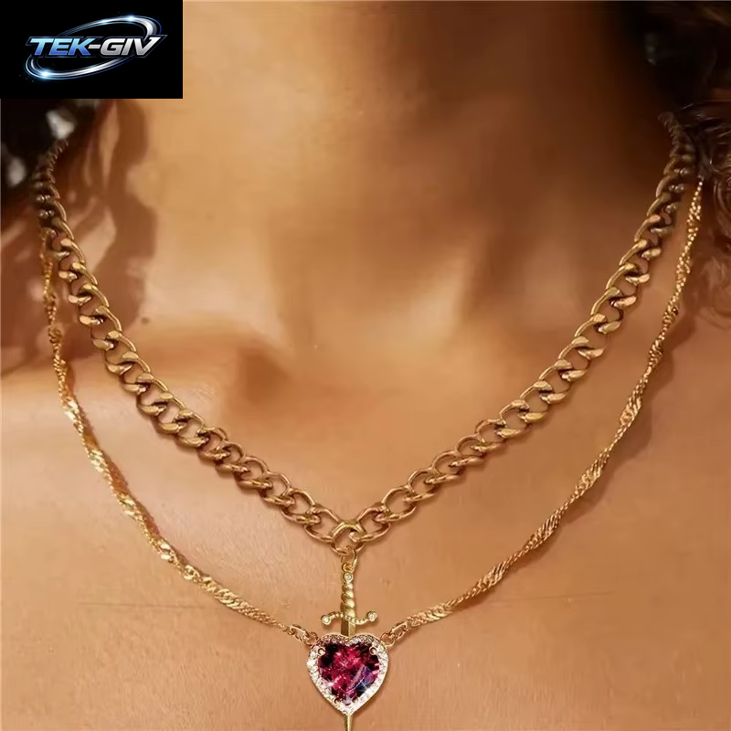 Herz Schwert Paar Halskette Romantische Valentinstag Geschenk Schmuck Sterling Silber Passendes Set Für Frauen Männer