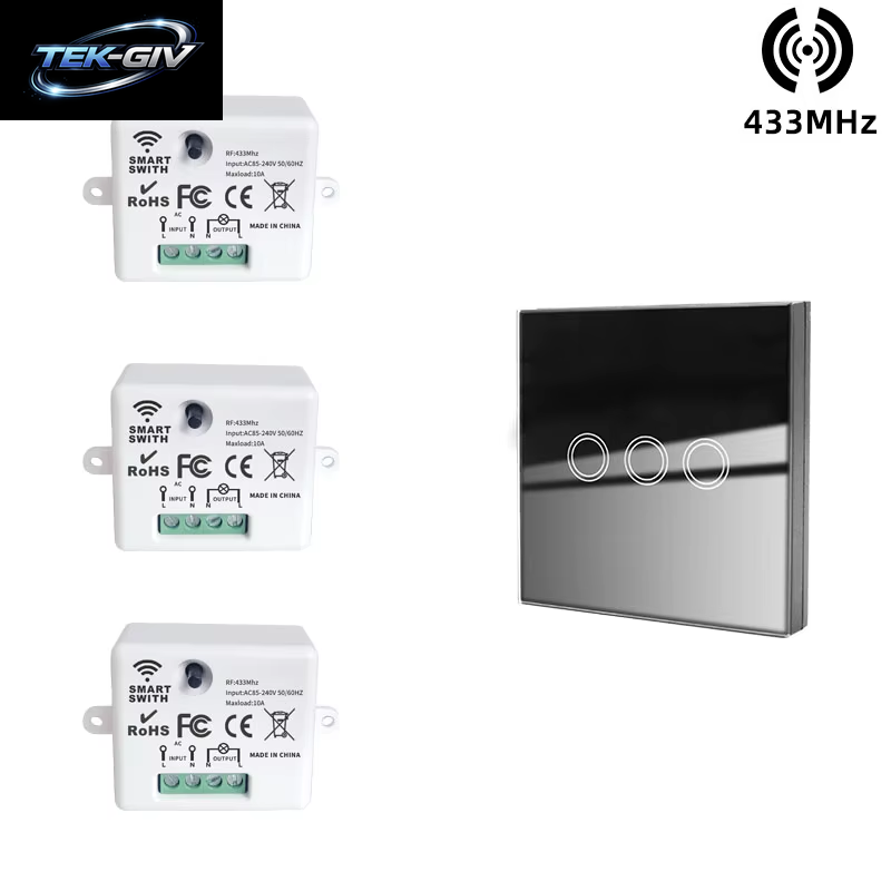 433 Mhz Intelligenter Lichtschalter Rf Wireless Touch Wandschalter Mit Fernbedienung Gehärtetes Glas Panel Schalter Für Zuhause LED LAMPE 220 V