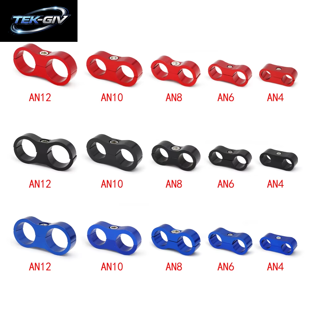 Schwarz/Rot/Blau AN4 AN6 AN8 AN10 AN12 Geflochtene Gummi-Schlauchleitungsklemme Aluminium Eloxierter Leitungsabscheider Separator Trennklemmensatz