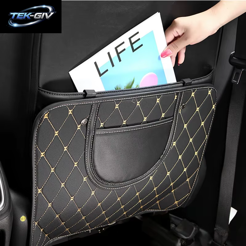 PU Leder Auto anti Kick Pad Auto Sitz Zurück Schutz Abdeckung Mit Lagerung Tasche Auto Rücksitz Anti-Kick Matten Zubehör Für Kinder