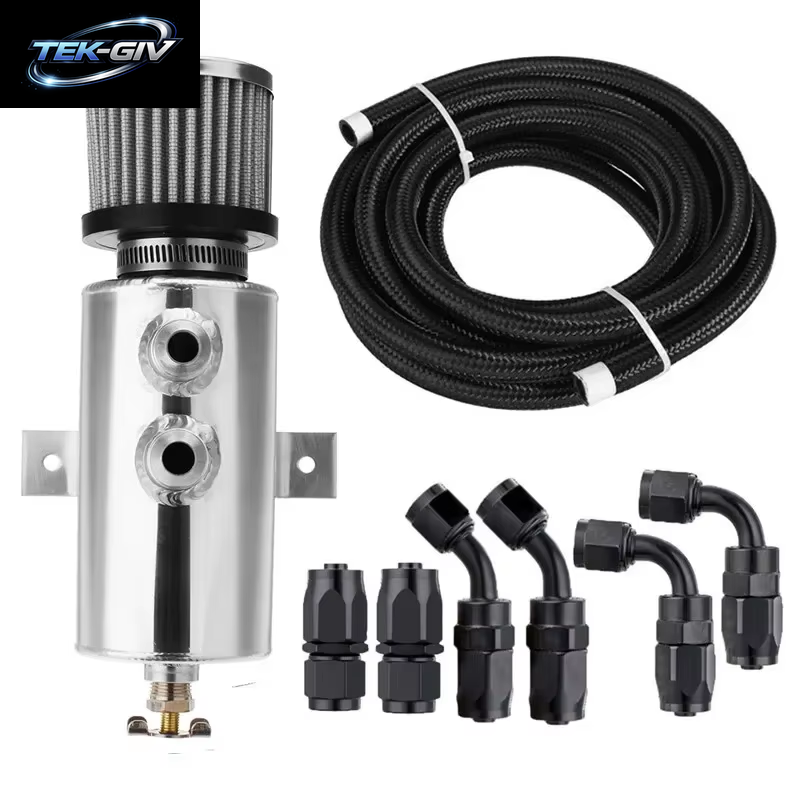 Universelle 0,75 L Aluminium Verblüfft Motoröl Fangdose Reservoir Tank Set Entlüftung Filter Abfluss 3M An10 Kraftstoffs Ch Lauch Anschlüsse