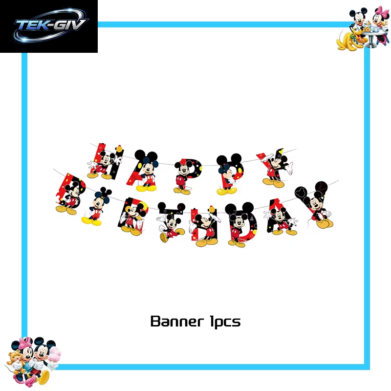 Mickey Mouse Geburtstag Party Dekoration Geschirr Candy Box Banner Tischdecke Hintergrund Ballon Für Kinder Geburtstag Party Supplies