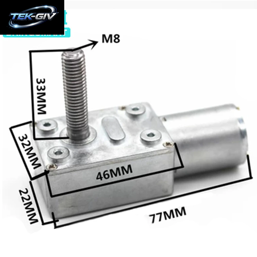 Bringsmart Dc-Schneckenmotor-Getriebemotor JGY-370-M8, 6–24 V, 6–150 U/Min, Selbstsichernde Turbine, M8, 33 Mm Länge, Schraubenwelle, Maßgeschneiderter Motor