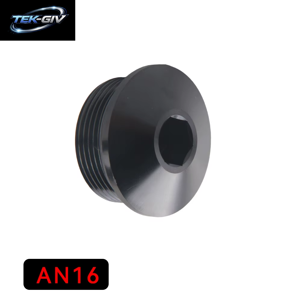 Aluminium AN3 AN4 AN6 AN8 AN10 AN12 AN16 AN20 ORB Sockel Sechskant O-Ring Boss Stecker SCHWARZ