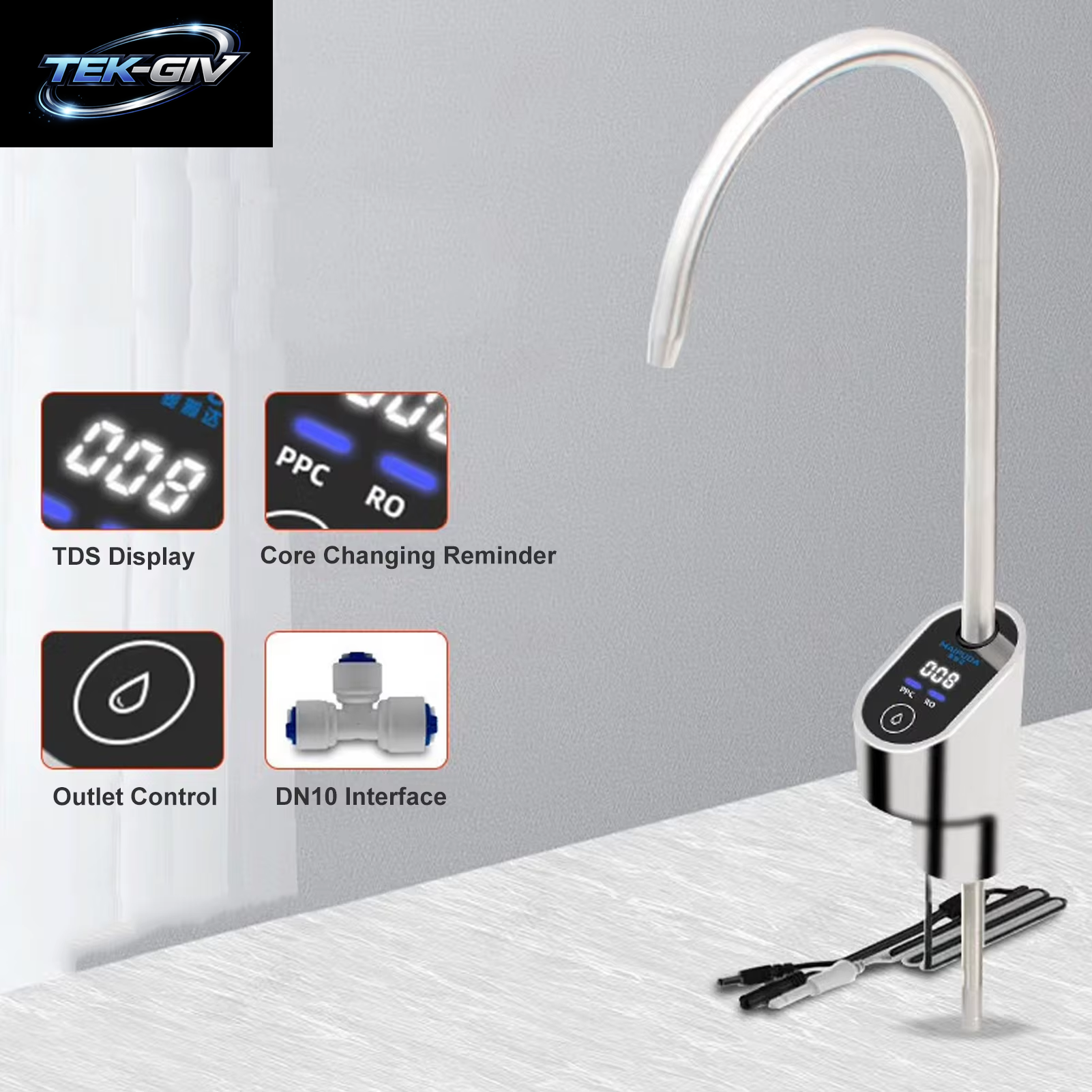 Touchscreen Wasserhahn Tds Wert Digital Anzeige Wasserhahn Waschbecken Wasserhahn Dn10 24V Für Die Küche Zu Hause