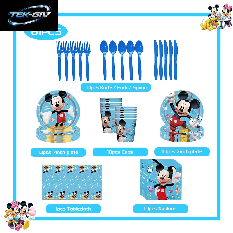 Mickey Mouse Geburtstag Party Dekoration Geschirr Candy Box Banner Tischdecke Hintergrund Ballon Für Kinder Geburtstag Party Supplies