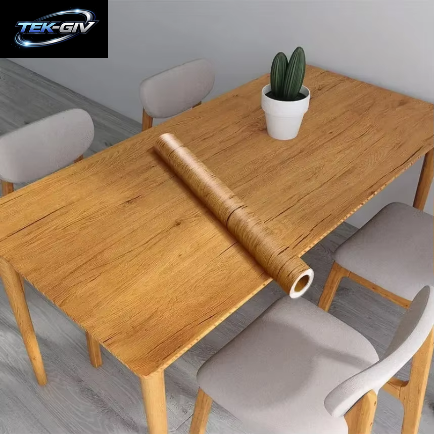 90Cm Breite Holzmaserung Pvc-Tapete Für Tür Kleider Schrank Schrank Tisch Möbel Wasserdichte Selbst Klebende Aufkleber Wohnkultur Film