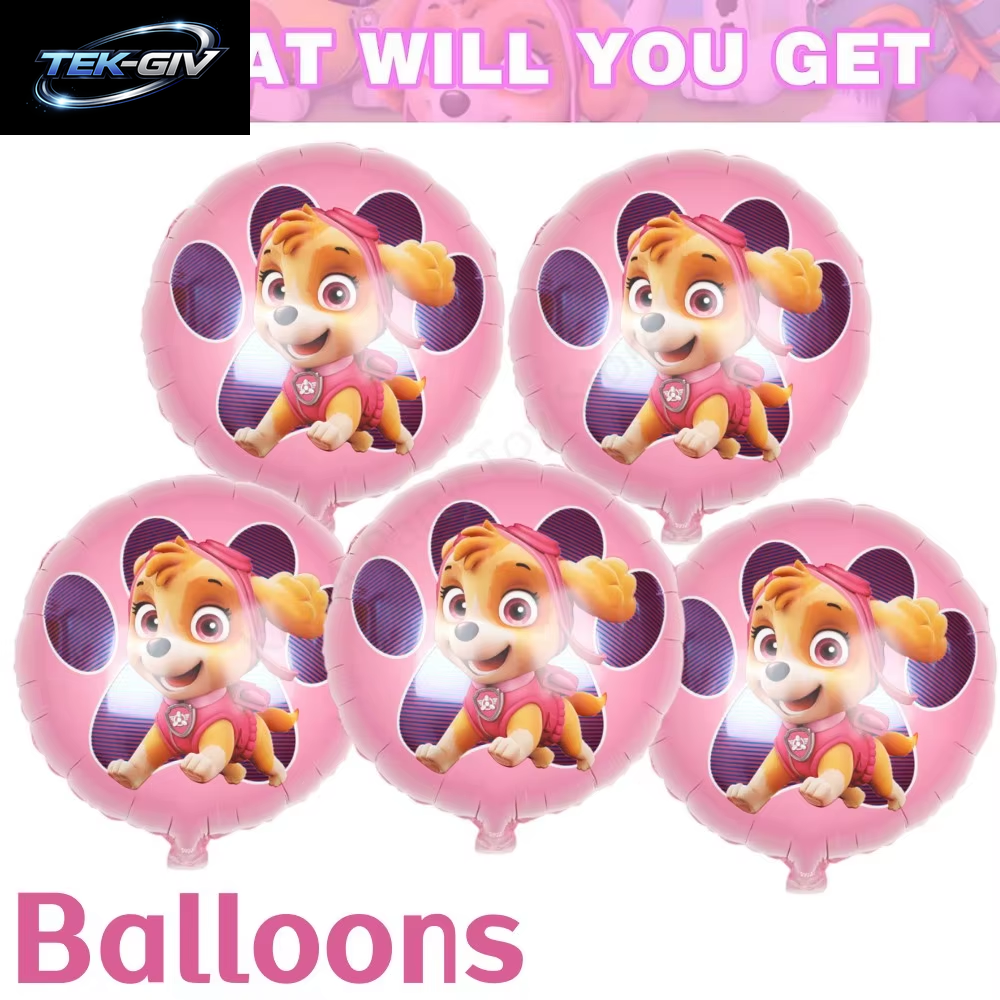Rosa Paw Patrol Skye Geburtstag Party Dekorationen Skye Folie Latex Ballons Geschirr Teller Hintergrund Für Kinder Mädchen Party Supplies