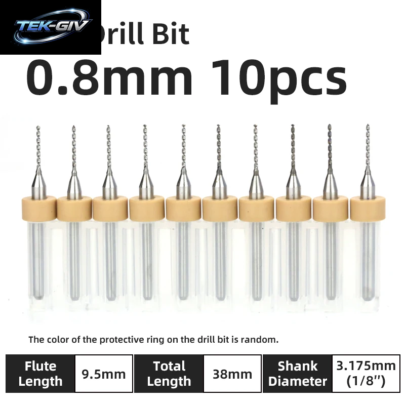 TOOLEYE 10-Teiliges Pcb-Bohrer-Set, Mikrobohrer, Leiterplatte, 1/8 Zoll Schaft, Mini-Cnc-Bohrer, 0,1–3,175 Mm Bohrwerkzeuge