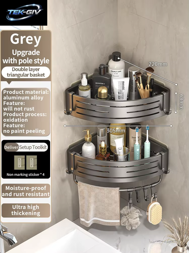 Keine Notwendigkeit, Wand Zu Bohren Für Die Installation, Badezimmerregal Aus Aluminium, Shampoo-Regal, Aufbewahrungshalter, Küchen-Organizer, Wandregal