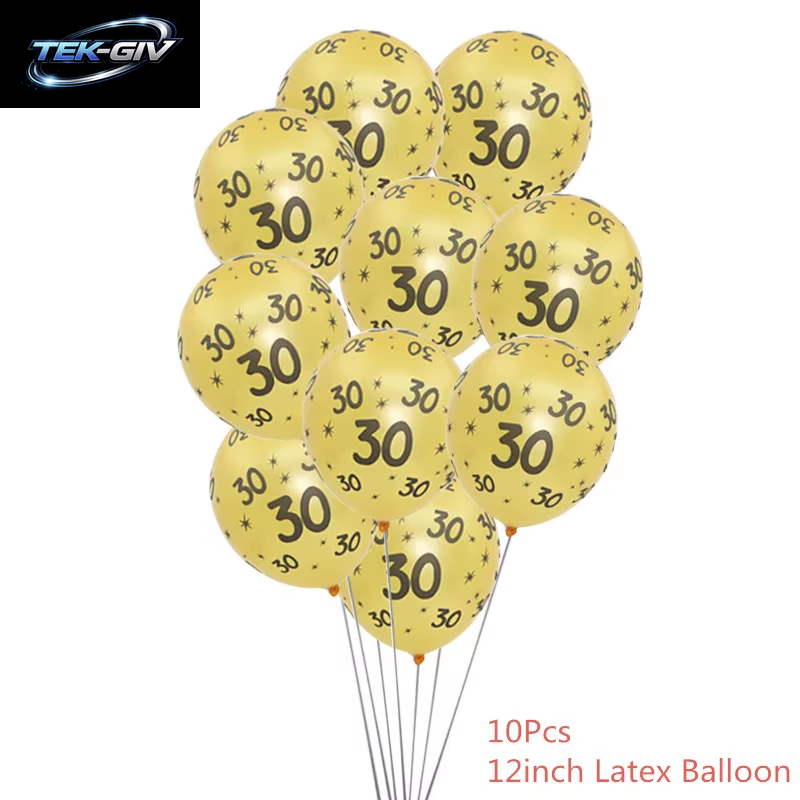 Schwarzgold 30 40 50 60 Jahre Geburtstag Latexballons Erwachsene Männer Frauen Alles Gute Zum Geburtstag Party Dekor Hochzeit 30. Jahrestag Zubehör