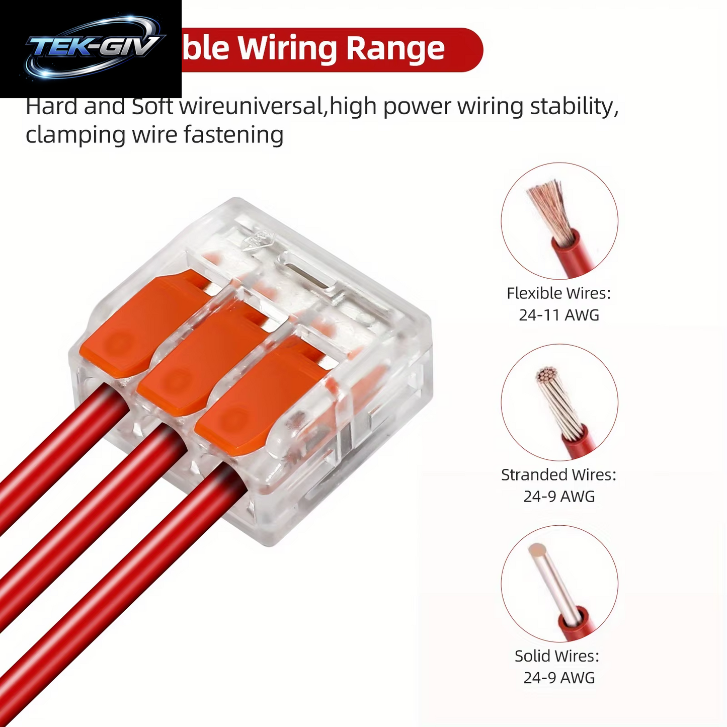 30-Teiliges Set Orangefarbener Kombinationskabelanschlüsse, 2-Port/3-Port/4-Port/5-Port-Schnellkabel, Elektrische Mantelverbindungsklemmen