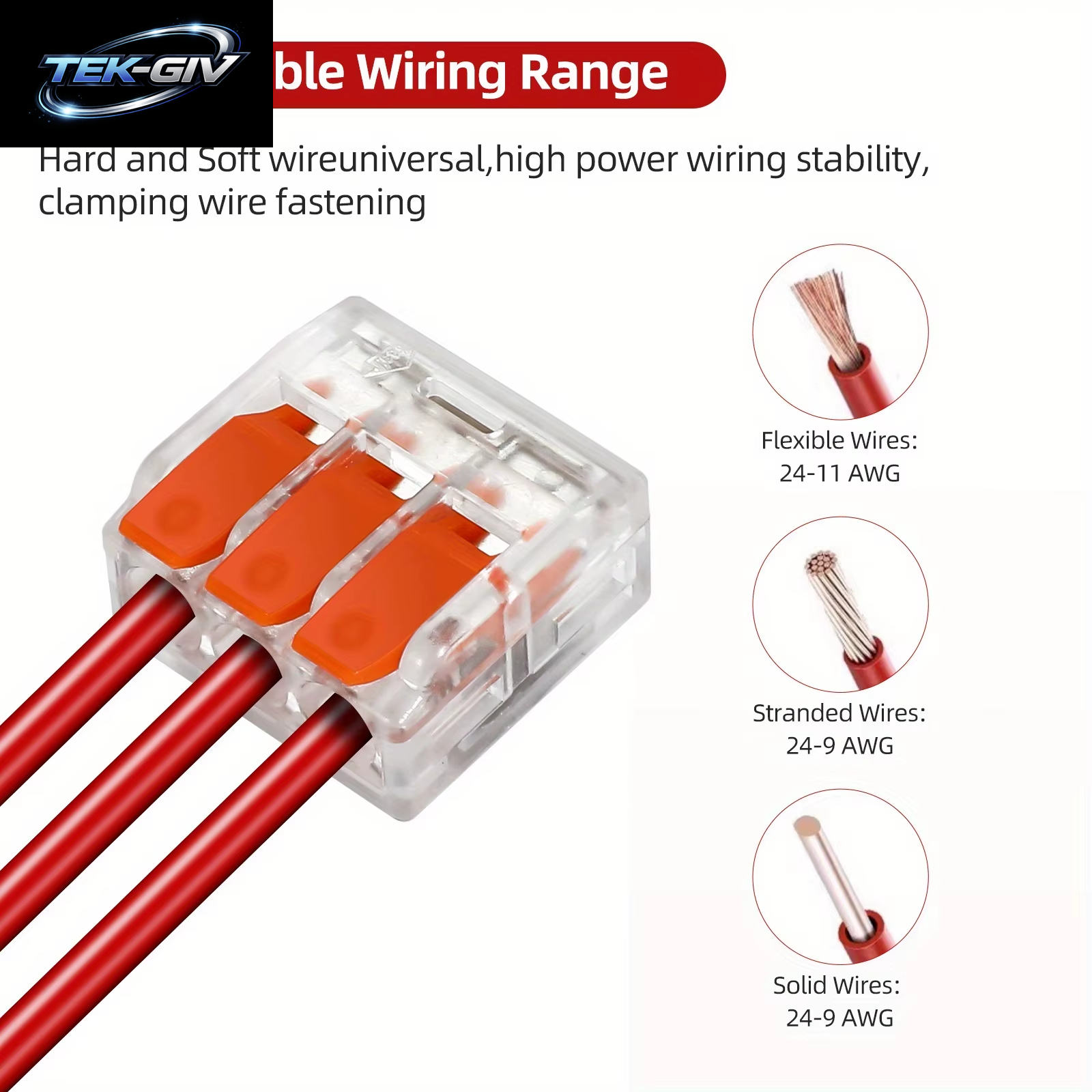 30-Teiliges Set Orangefarbener Kombinationskabelanschlüsse, 2-Port/3-Port/4-Port/5-Port-Schnellkabel, Elektrische Mantelverbindungsklemmen