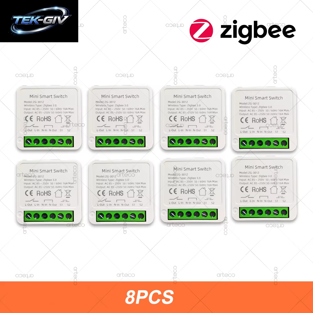 Zigbee 3.0 Smart Mini DIY Switch Automatisierungsmodul 16A Relaisunterstützung 2-Wege-Steuerung App Fernbedienung Zigbee Gateway Erforderlich