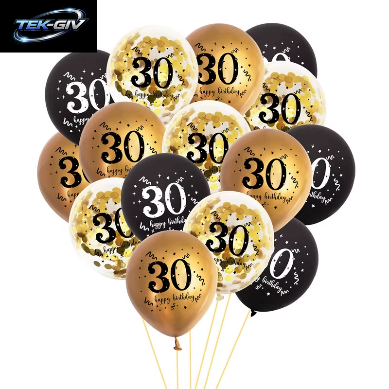 Schwarzgold 30 40 50 60 Jahre Geburtstag Latexballons Erwachsene Männer Frauen Alles Gute Zum Geburtstag Party Dekor Hochzeit 30. Jahrestag Zubehör